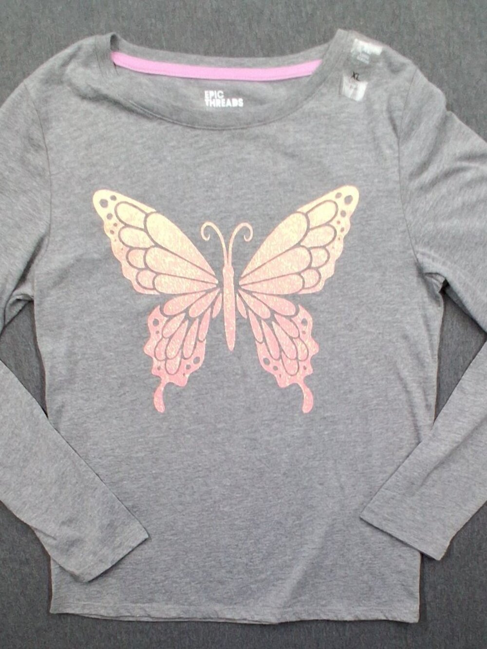Epic Threads girls shirt size xl gray and pink New with tag